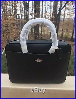 COACH LAPTOP BAG WOMAN’S LEATHER CROSSBODY Black/Gold NWT F39022 MSRP $395 | Womens Laptop Bag