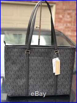 Michael Kors PVC Sady Black Large Weekender Travel Tote Bag Laptop pocket $438 | Womens Laptop Bag