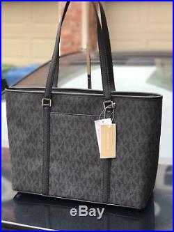 Michael Kors PVC Sady Black Large Weekender Travel Tote Bag Laptop pocket $438 | Womens Laptop Bag