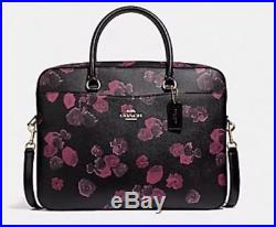 NEW COACH women floral business work briefcase laptop bag crossbody black | Womens Laptop Bag