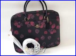 NEW COACH women floral business work briefcase laptop bag crossbody black | Womens Laptop Bag
