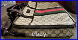 100% Auth Gucci Classic Vintage Monogram Laptop Carrying Bag Preowned Brown