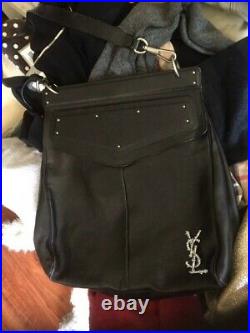 100% Auth Yves Saint Laurent YSL Black Leather Laptop Book Bag XL Purse Handbag