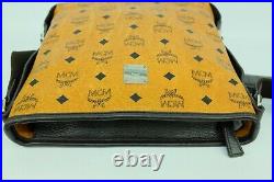 100% Authentic MCM Cognac Visetos Messenger Laptop Unisex Crossbody Bag Dust Bag