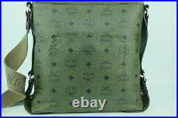 100% Authentic MCM Green Visetos Messenger Laptop Unisex Crossbody Bag Dust Bag