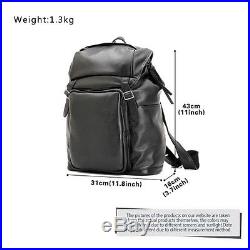 100% Real Leather Men women Backpack Shoulder Travel Bag Laptop Rucksack Luggage
