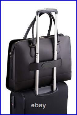 15.6 inch Laptop Bag with Luggage Strap, Briefcase for Women, Split Leather