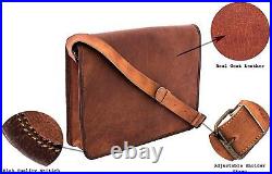 15 Leather Full Flap Waxed Canvas Laptop Satchel Shoulder Padded Messenger Bag