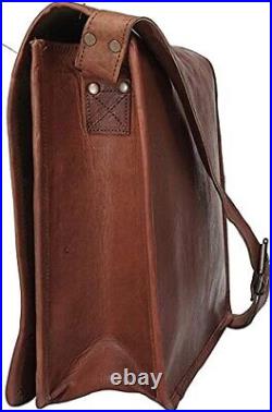 15 inch Handmade genuine Leather Full Flap Messenger Satchel Laptop Bag for men