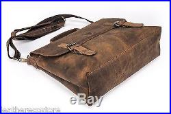 16 Men's Women's Buffalo Cow Leather Briefcase Messenger Laptop Bag Brown New