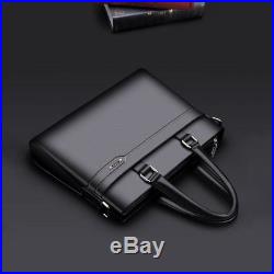 2018 NEW Women Men Leather Briefcase Laptop Handbag Messenger Business Bag BLACK