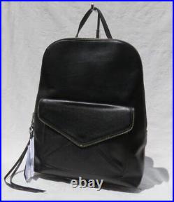 $295 REBECCA MINKOFF Black Leather Envelope Backpack Zip Trim Purse Laptop Bag