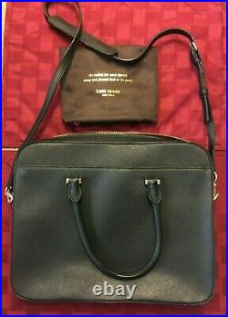 $298 KATE SPADE NEW YORK 13 Women Laptop Genuine Saffiano Leather Bag in Black