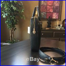 $378 COACH LAPTOP BAG WOMAN'S LEATHER CROSSBODY Black With Gold NEW F39022