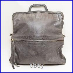 $465 ARZA DESIGN Messenger Laptop / Convertible Bag Distressed Grey Leather