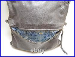 $465 ARZA DESIGN Messenger Laptop / Convertible Bag Distressed Grey Leather