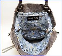 $465 ARZA DESIGN Messenger Laptop / Convertible Bag Distressed Grey Leather