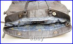 $465 ARZA DESIGN Messenger Laptop / Convertible Bag Distressed Grey Leather