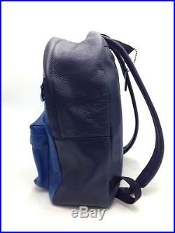 $850 Coach Womens Blue Leather Laptop Backpack School Work Travel Bookbag Bag