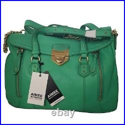 Aimee Kestenberg Collection Green Leather Tech Ready Large Crossbody Satchel NWT