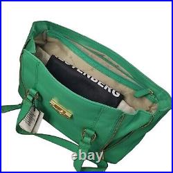 Aimee Kestenberg Collection Green Leather Tech Ready Large Crossbody Satchel NWT