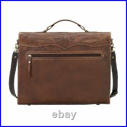 American West Womens Retro Romance Leather Multi-Compartment Laptop Briefcase wi