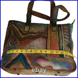 Anuschka NEVER USED Handpainted Leather Laptop Bag + Padded Insert Southwest NEW