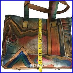 Anuschka NEVER USED Handpainted Leather Laptop Bag + Padded Insert Southwest NEW