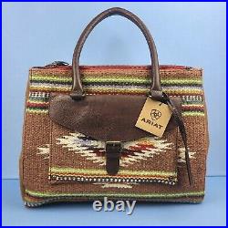 Ariat Laptop Bag Sheridan Brown Leather Fabric Purse Tote A770008602 MSRP $149