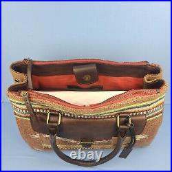 Ariat Laptop Bag Sheridan Brown Leather Fabric Purse Tote A770008602 MSRP $149