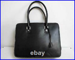 Aspinal of London Leather Satchel Laptop Bag Briefcase Style Black Large