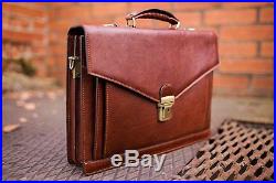 Attache Case Mens Laptop Messenger Bag Leather Lawyer Womens Briefcase / Wallet
