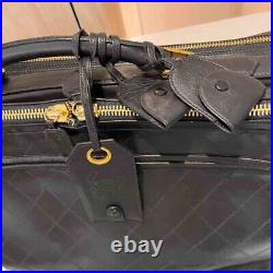 Auth. CHANEL Black Leather Weekend Travel Laptop Size Bag With Strap RARE