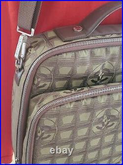 Auth. Chanel Travel Line Green Jacquard Nylon Xlarge Laptop Travel Carry On Bag