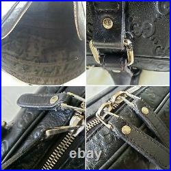Auth Gucci Guccissima Black Briefcase Laptop Leather Logo Medium TopHandle Bag