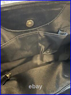 Auth LONGCHAMP Black Leather Bag Laptop Book Bag