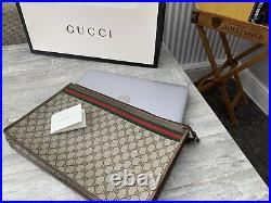 Authentic Gucci GG Web Oversized Clutch/Pouch/laptop/portfolio Rare