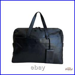 Authentic MCM Black Calfskin Leather Laptop/Document Medium Handbag