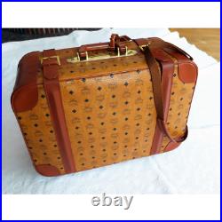 Authentic MCM Cognac Visetos Leather Vintage Boston Bag Brown