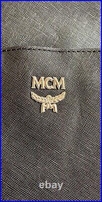 Authentic MCM Vintage Black Saffiano Leather Nylon Strap Messenger/Laptop Bag