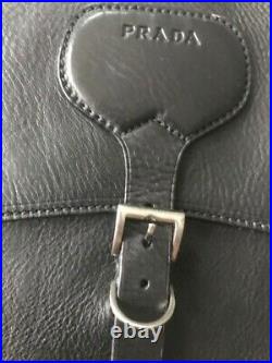 Authentic Prada Black Leather & Leather Interior Shoulder Handbag