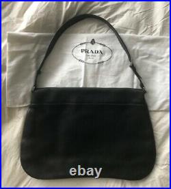 Authentic Prada Black Leather & Leather Interior Shoulder Handbag