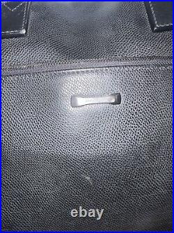 Authentic Salvatore Ferragamo Black Leather Messenger Briefcase Laptop Bag