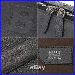 BALLY LapTop Case Mens Womens Calf Leather Briefcase Document Gray HURREL MD 05