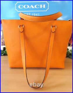 BEAUTIFUL SET! COACH TANGERINE LAPTOP CARRYALL CASE Tote Bag Purse With WRISTLET