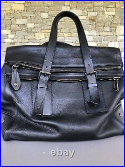 BELSTAFF black Dorchester leather bag tote handbag large purse for laptop
