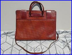 BOSCA Basket Weave Pattern BRIEFCASE Women's Laptop Shoulder Bag BROWN Leather