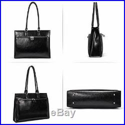 BOSTANTEN Leather Briefcase for Women Vintage 15.6 inch Laptop Bag Black