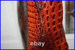 BRAHMIN MEGAN Laptop Brief Case Large Bag Pecan Brown Croc Leather Barely Used