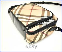 BURBERRY Black, Leather & Nova Check Executive Tote/Briefcase/Laptop Bag (tm)